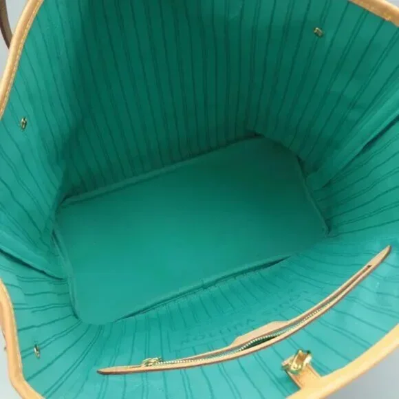 100% Authentic Louis Vuitton Neverfull Brown&Green MM W/P Monogram Shoulder Bag - Picture 9 of 12